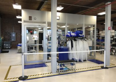 Clean room: Clean rooms are primarily used for the assembly of laser subsystems, optical consumable products, and fiber optic products. The components for this complex, electromechanical equipment are often small and delicate, requiring assembly by hand. Clean room space can be flexibly added as customer needs change.