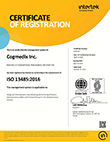 Cogmedix 13485:2016 Certificate