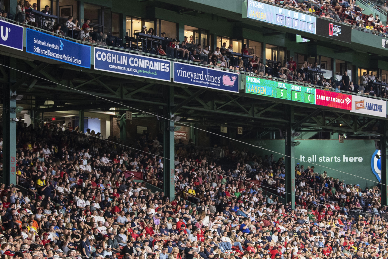 Coghlin Companies signage in the stands proudly declares CCI's support for the Boston Red Sox.