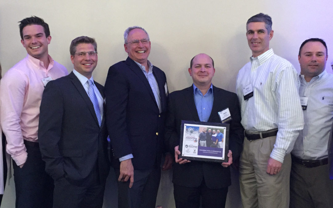 Columbia Tech Accepts the Award for Collaboration in Manufacturing at the WBJ Manufacturing Summit & Excellence Awards